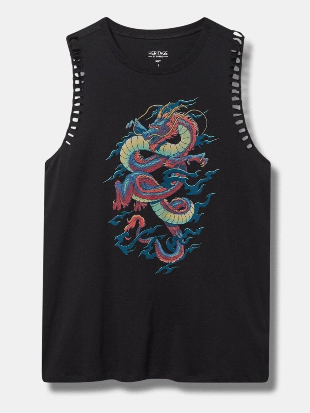 TORRID DRAGON CLASSIC HERITAGE JERSEY BRAIDED SLASH TANK TOP 3 3X 22 24 NWOT